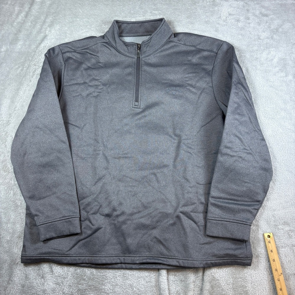 Callaway Sweater Mens XXL 1/4 Zip Fleece Lined Pullover Charcoal Gray Golf